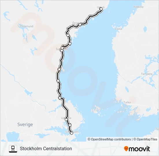SJ SNABBTÅG SJ3000  Line Map