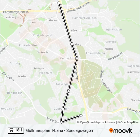 18H Bus Line Map