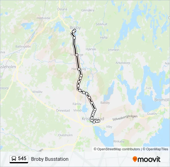 545 Bus Line Map