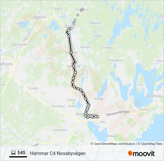 545 Bus Line Map