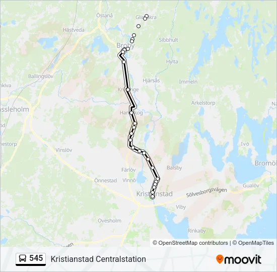 545 Bus Line Map