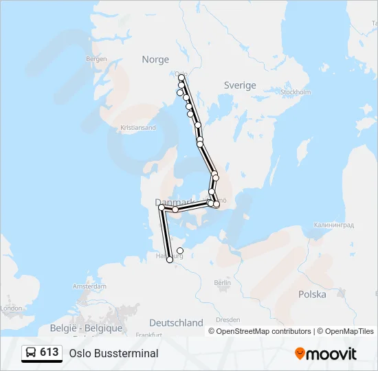 613 Bus Line Map
