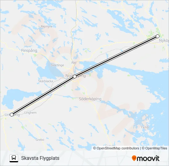 LINKÖPING FJÄRRBUSSTERMINAL - SKAVSTA FLYGPLATS Bus Line Map