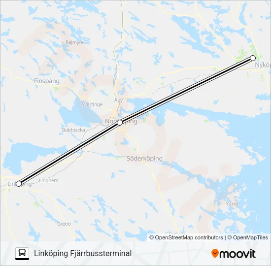LINKÖPING FJÄRRBUSSTERMINAL - SKAVSTA FLYGPLATS Bus Line Map