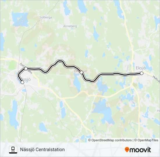 EKSJÖ STATION - NÄSSJÖ CENTRALSTATION Train Line Map