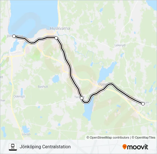 FORSERUM STATION - JÖNKÖPING CENTRALSTATION Train Line Map