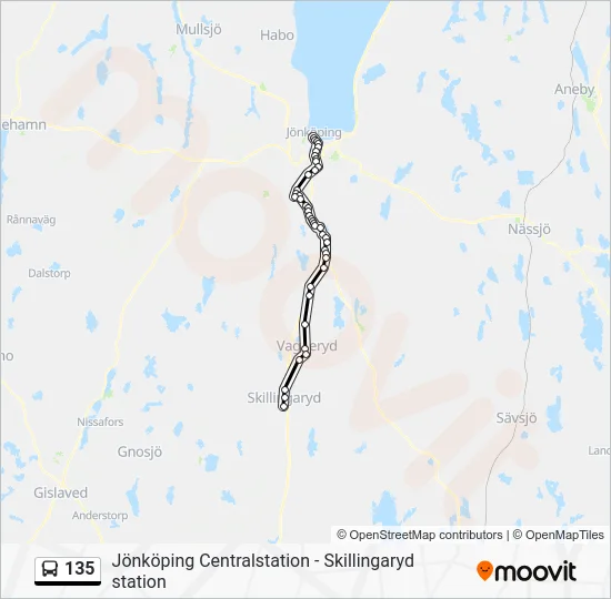 135 buss Linje karta