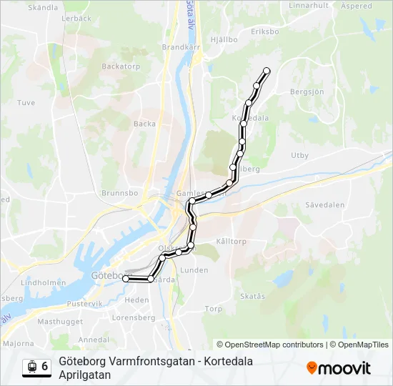 6 spårväg Linje karta