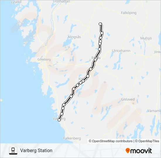 HERRLJUNGA STATION - VARBERG STATION  Line Map