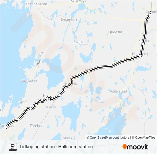 LIDKÖPING STATION - HALLSBERG STATION  Line Map
