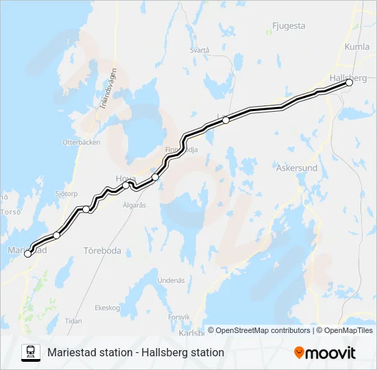 MARIESTAD STATION - HALLSBERG STATION  Line Map
