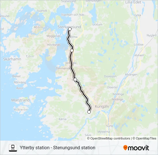 YTTERBY STATION - STENUNGSUND STATION  Line Map