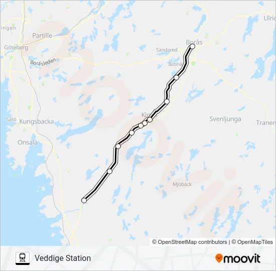 BORÅS CENTRALSTATION - VARBERG STATION  Line Map