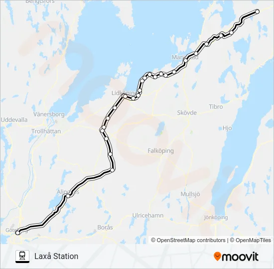 GÖTEBORG CENTRALSTATION - LAXÅ STATION  Line Map