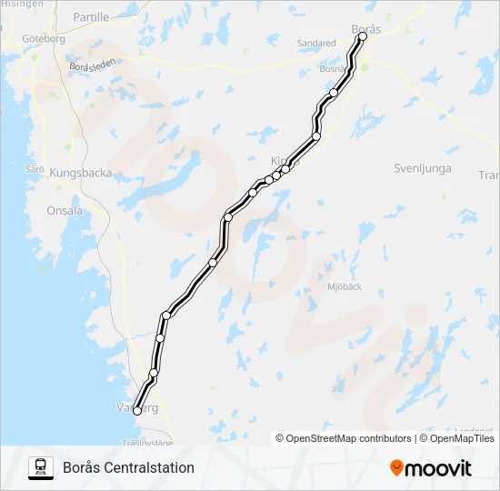 VARBERG STATION - BORÅS CENTRALSTATION  Line Map