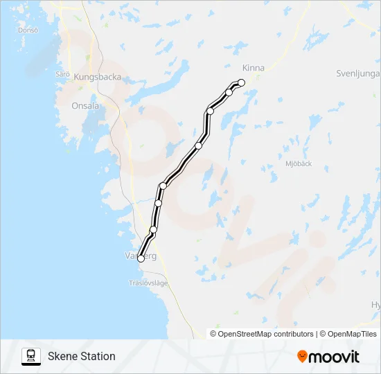 VARBERG STATION - BORÅS CENTRALSTATION  Line Map