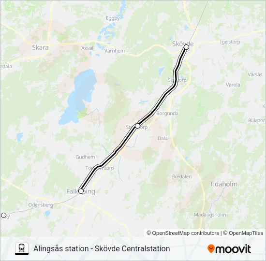ALINGSÅS STATION - SKÖVDE CENTRALSTATION  Line Map