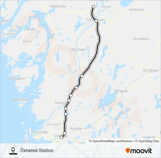 GÖTEBORG CENTRALSTATION - SÄFFLE STATION Train Line Map
