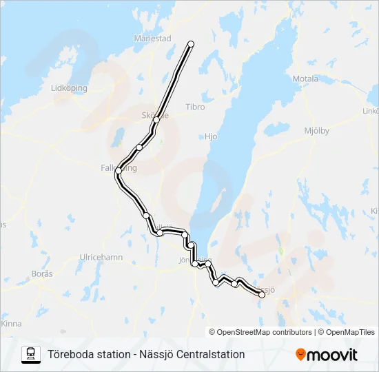 TÖREBODA STATION - NÄSSJÖ CENTRALSTATION  Line Map