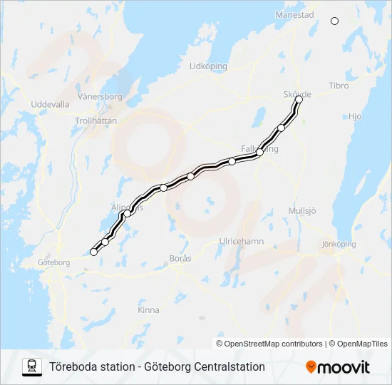TÖREBODA STATION - GÖTEBORG CENTRALSTATION  Line Map