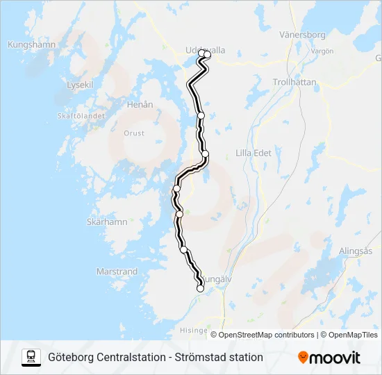 GÖTEBORG CENTRALSTATION - STRÖMSTAD STATION  Line Map