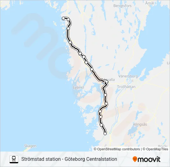 STRÖMSTAD STATION - GÖTEBORG CENTRALSTATION  Line Map