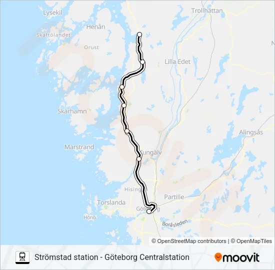 STRÖMSTAD STATION - GÖTEBORG CENTRALSTATION  Line Map
