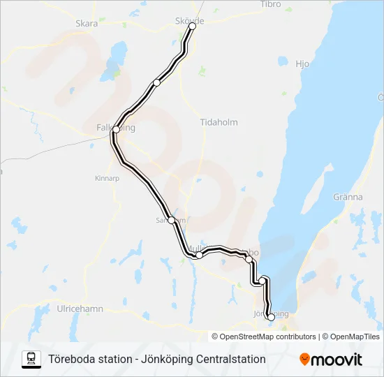 TÖREBODA STATION - JÖNKÖPING CENTRALSTATION  Line Map