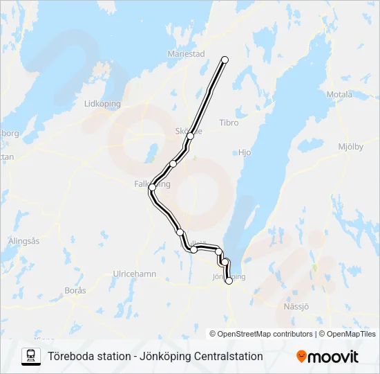 TÖREBODA STATION - JÖNKÖPING CENTRALSTATION  Line Map