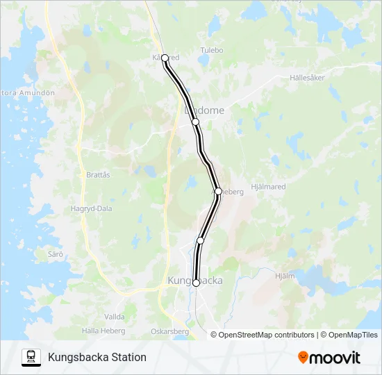 GÖTEBORG CENTRALSTATION - KUNGSBACKA STATION  Line Map