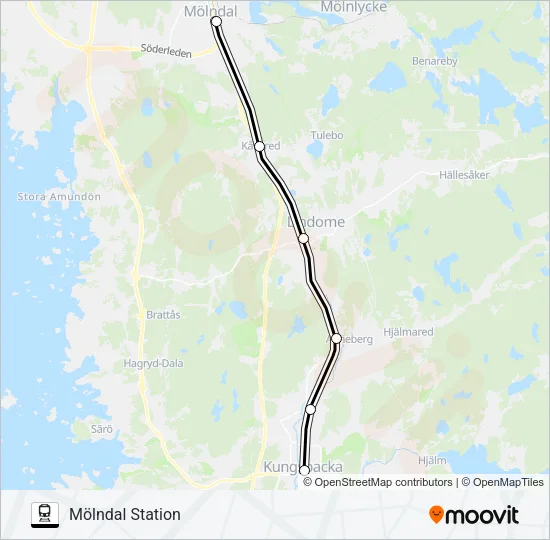 KUNGSBACKA STATION - GÖTEBORG CENTRALSTATION  Line Map