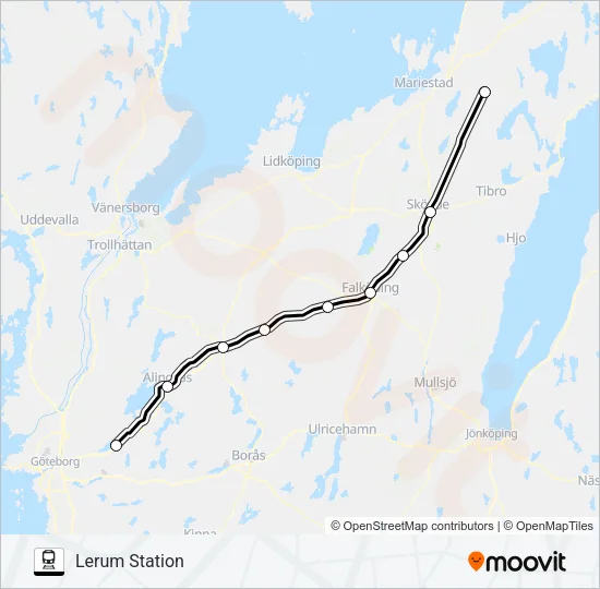 ÖREBRO CENTRALSTATION - GÖTEBORG CENTRALSTATION  Line Map