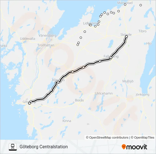 ÖREBRO CENTRALSTATION - GÖTEBORG CENTRALSTATION  Line Map