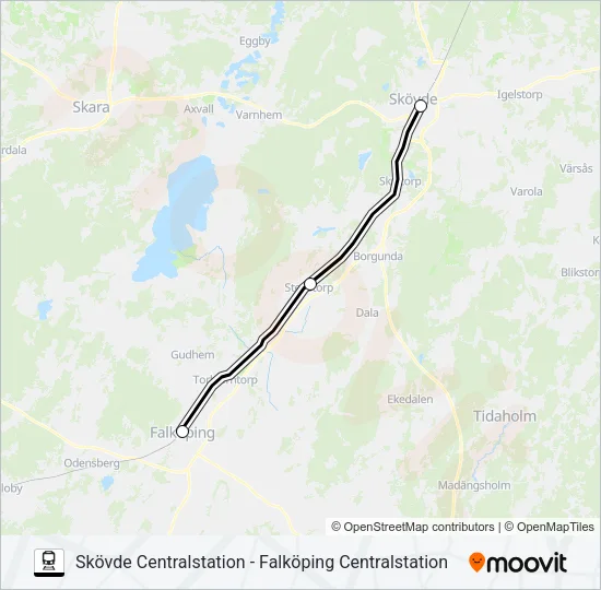 SKÖVDE CENTRALSTATION - FALKÖPING CENTRALSTATION  Line Map