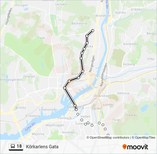 18 Route: Schedules, Stops & Maps - Körkarlens Gata (Updated)