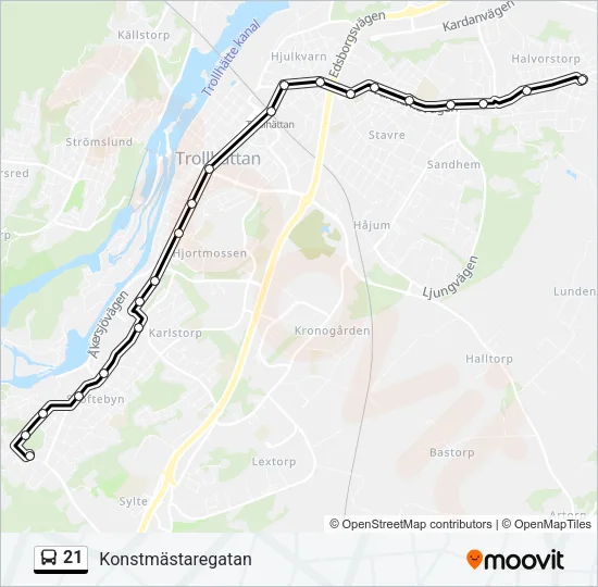 21 Bus Line Map