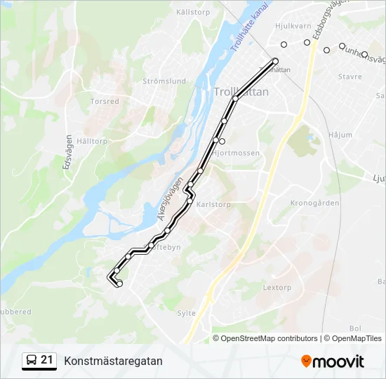 21 Bus Line Map