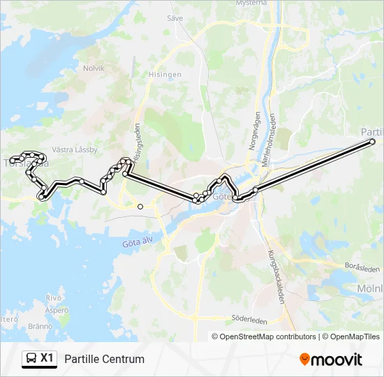 X1 Rutt: Tidtabeller, Hållplatser & Kartor - Partille Centrum (Uppdaterat)