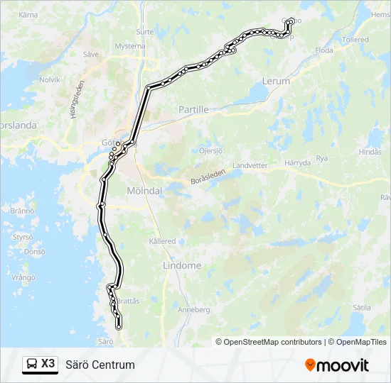 X3 Bus Line Map