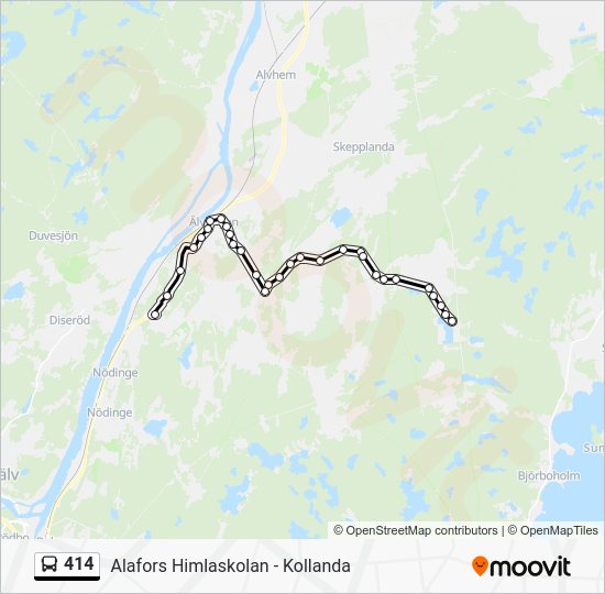 414 Route: Schedules, Stops & Maps - Alafors Himlaskolan (Updated)