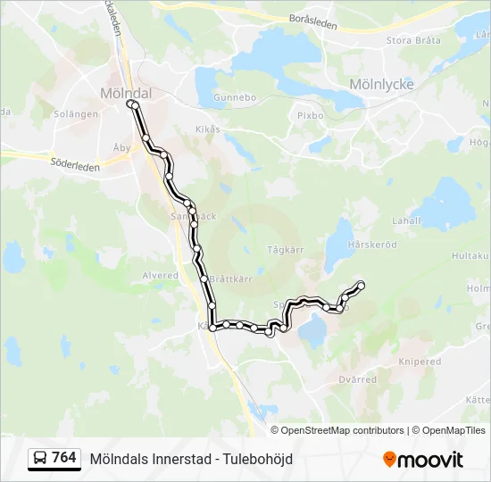 764 buss Linje karta