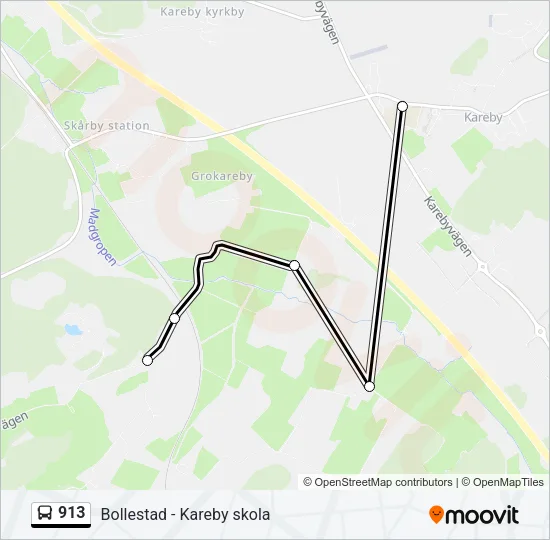 913 buss Linje karta