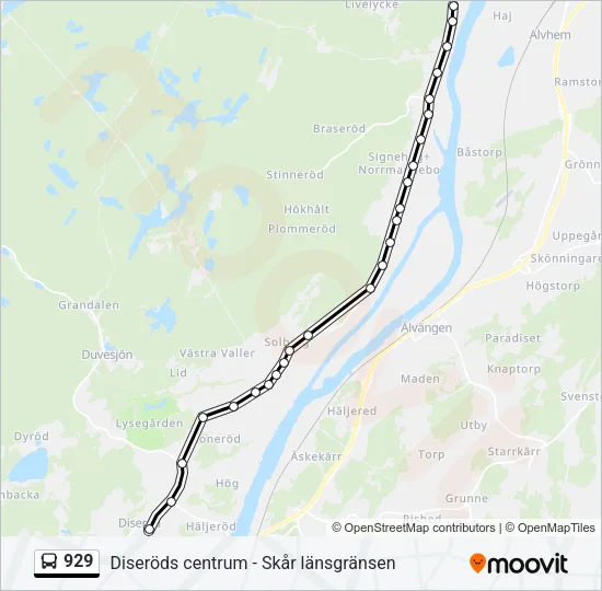 929 Bus Line Map