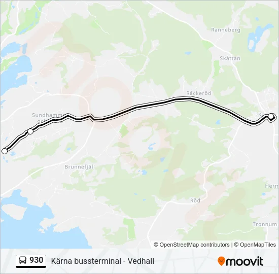930 buss Linje karta