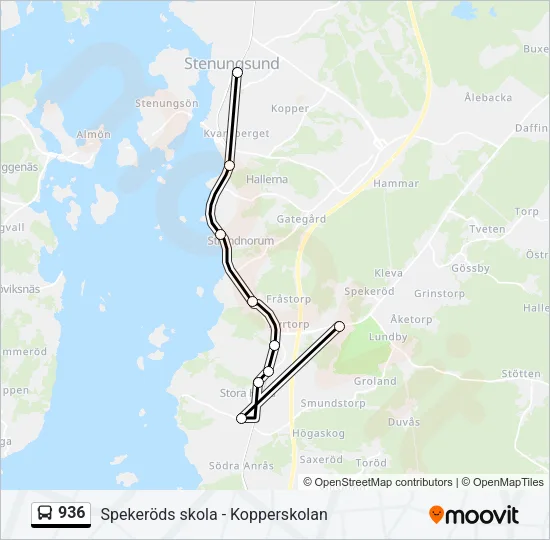 936 buss Linje karta