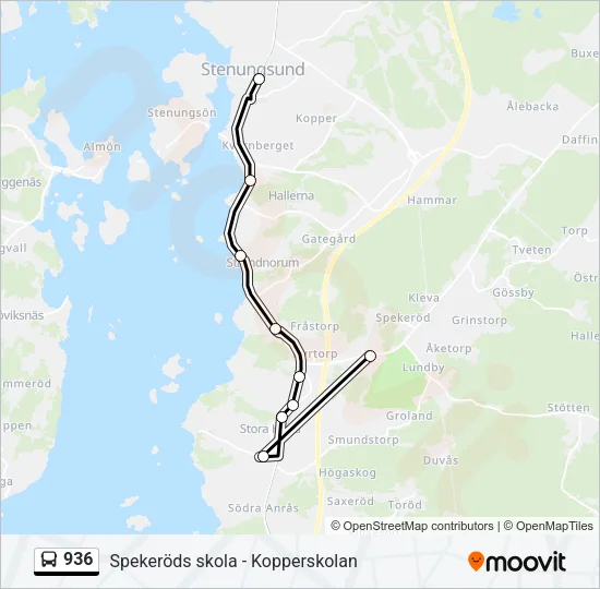 936 buss Linje karta