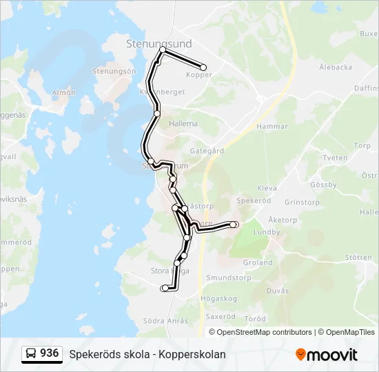 936 buss Linje karta