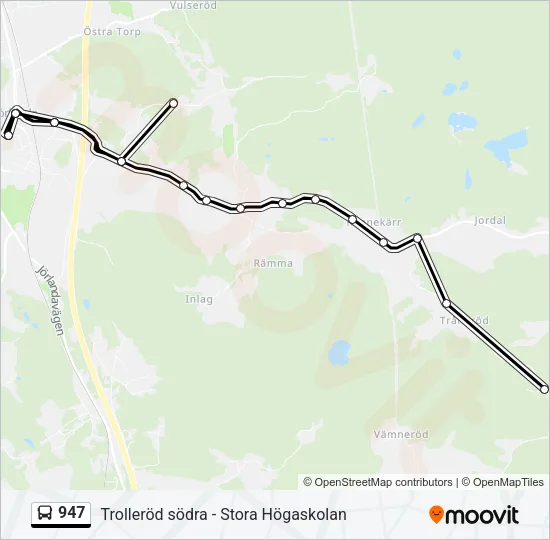 947 Bus Line Map