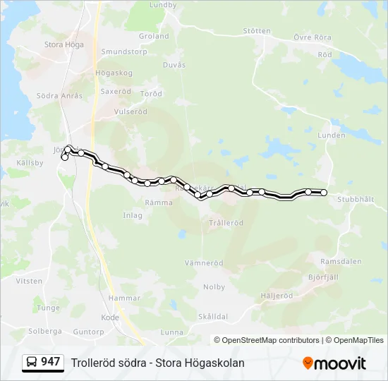 947 Bus Line Map