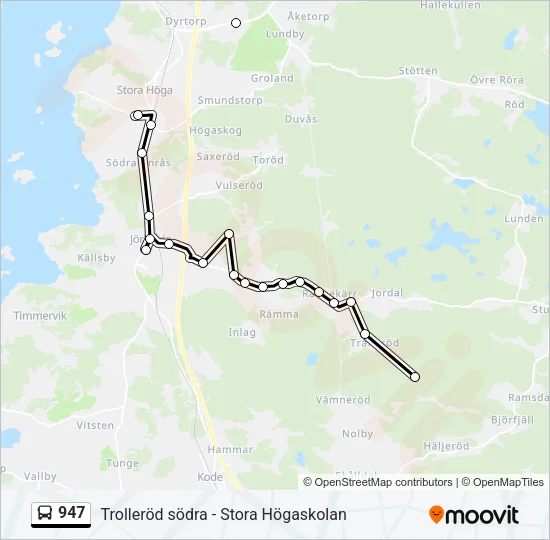 947 Bus Line Map